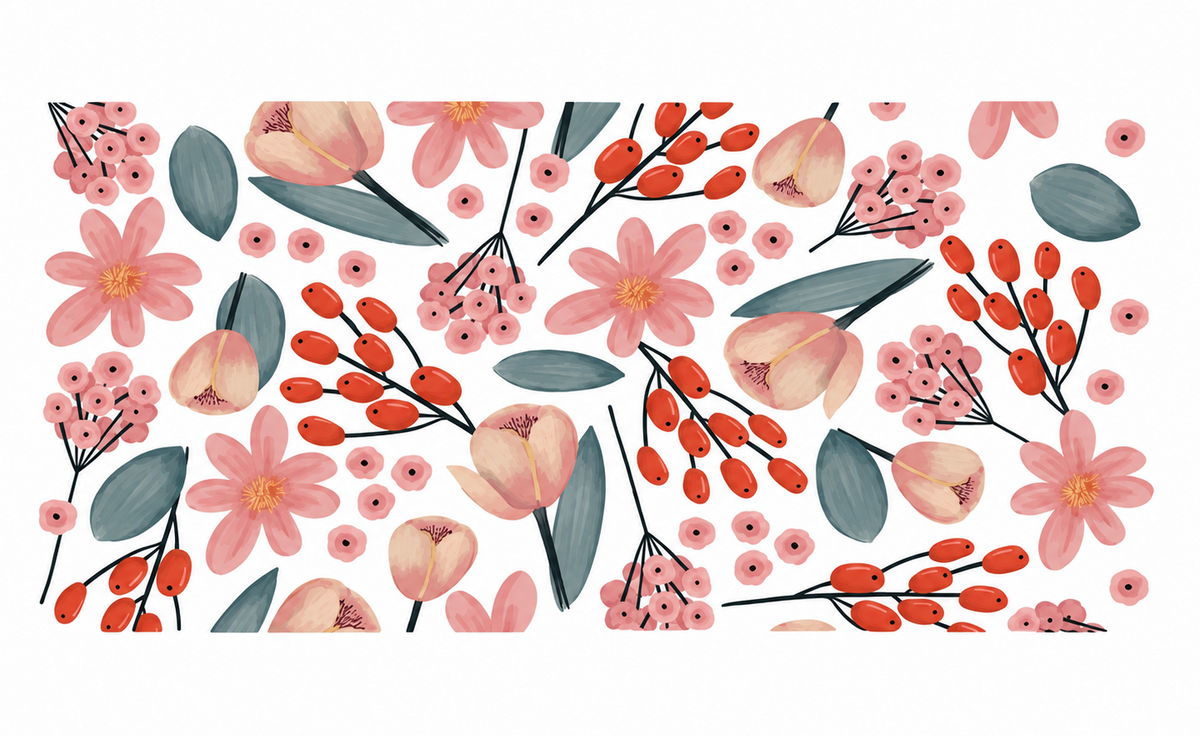 Red Pink Flowers Cup Wrap
