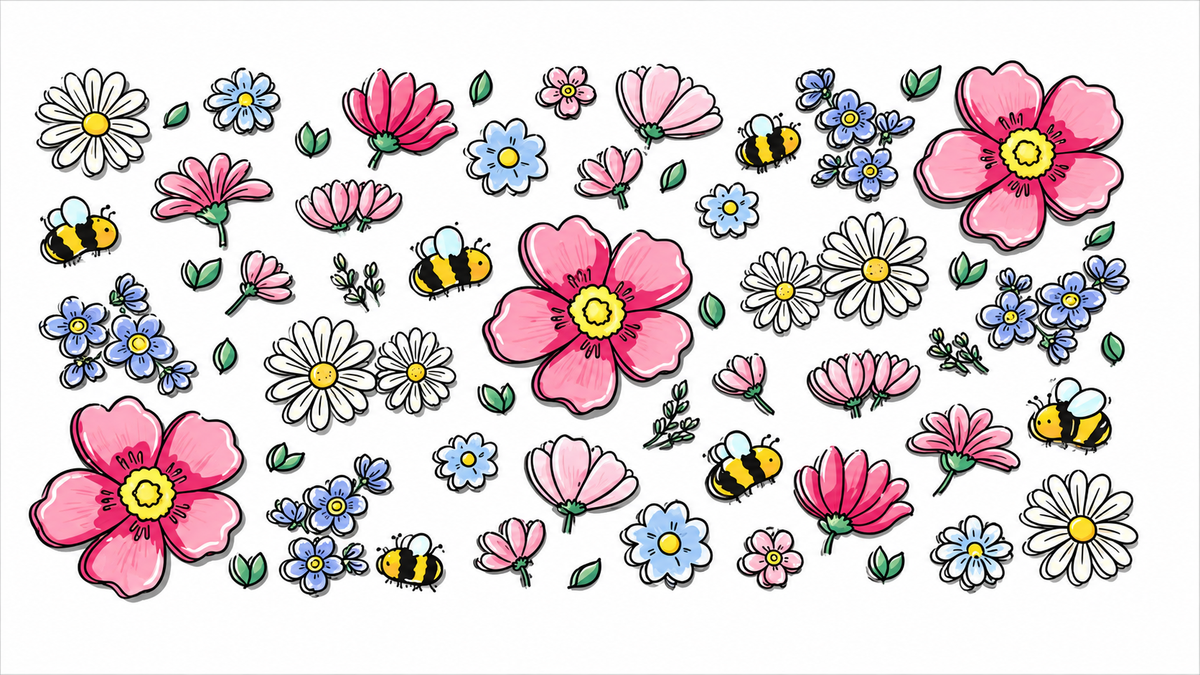Floral Bees Cup Wrap